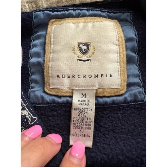 Y2k Abercrombie and fitch Women's Navy Blue Full Zip Hoodie Sweatshirt - Picture 3 of 3